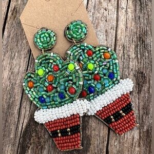 Beaded Cactus Earrings